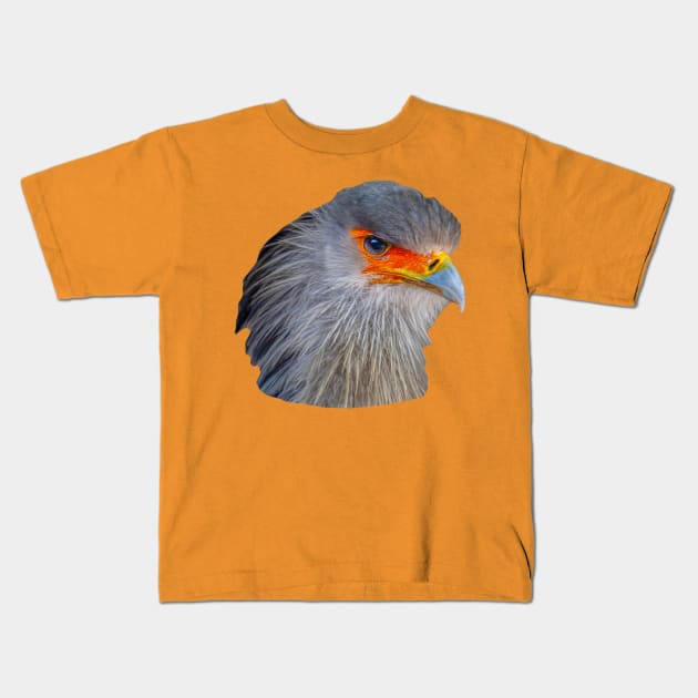 Majestic head of a Secretary Bird Kids T-Shirt by dalyndigaital2@gmail.com